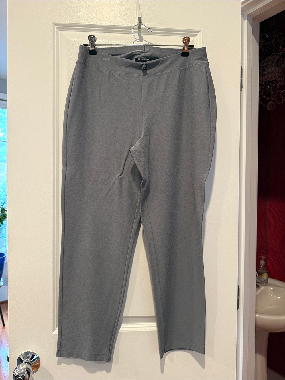 Eileen Fisher Light Gray Knit Pull-On Pants